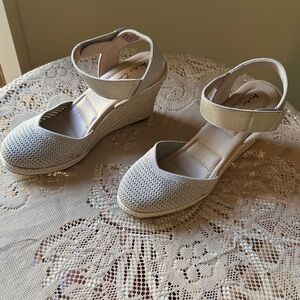 Me Too Light Gold Shimmer Wedge Sandals